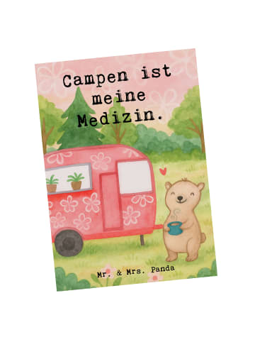Mr. & Mrs. Panda Ansichtskarte Bär Camper Design mit Spruch in Weiß