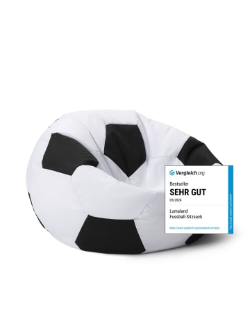 Lumaland Sitzsack Indoor Fussball 170l schwarz/weiß Weiß