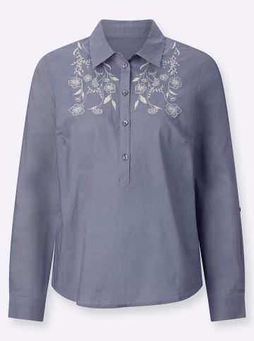 Sieh an! Tunika in taubenblau-champagner-gemustert