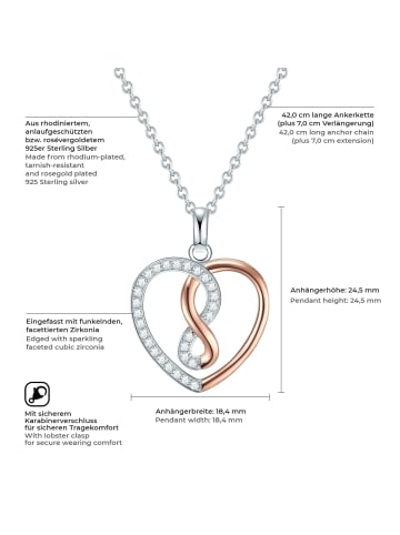 Rafaela Donata Kette mit Anhänger Sterling Silber bi-Color Zirkonia weiß in silber