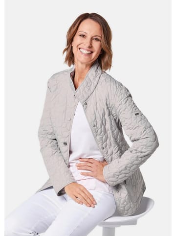 GOLDNER Kurzgröße:  Stilvolle Steppjacke, florales Design in rosé / grau / gemustert