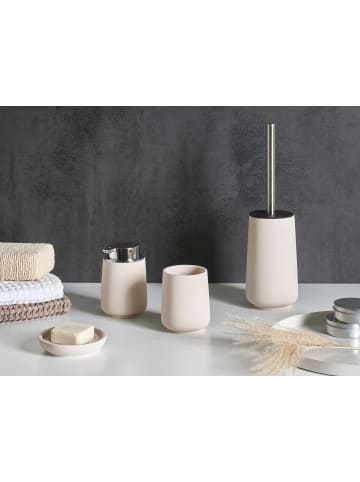 Beliani 4-tlg Badezimmer-Zubehör SUCHES in Beige/Silber