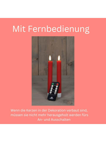 Novaliv Sparset Stabkerzen LED mit Timer Klein+Groß ROT 4 Stück ROT indoor - 6 in Rot