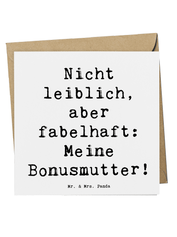 Mr. & Mrs. Panda Deluxe Karte Bonusmutter mit Spruch in Weiß