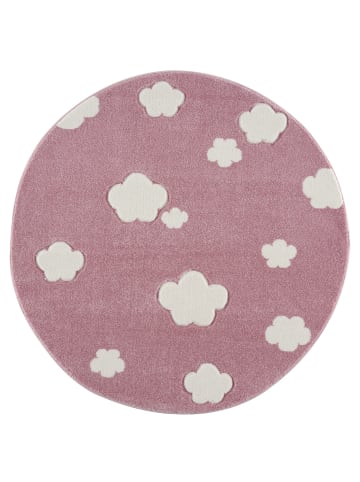 Happy Rugs Kinderteppich SKY CLOUD rosa/weiss rund