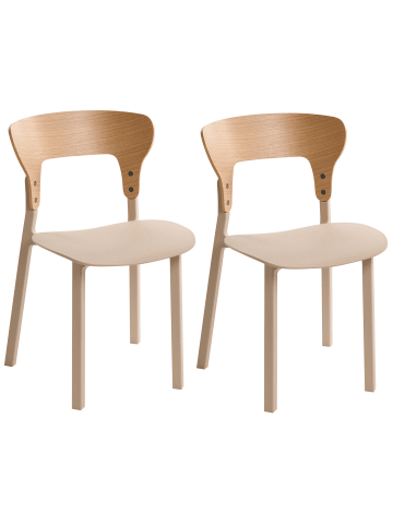 Beliani 2er-Set Esszimmerstuhl WALDEN in Beige/Braun