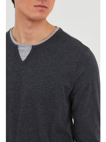 BLEND Langarmshirt BHLeonas 20711586ME Longsleeve mit Double-Layer-Optik in dunkelgrau