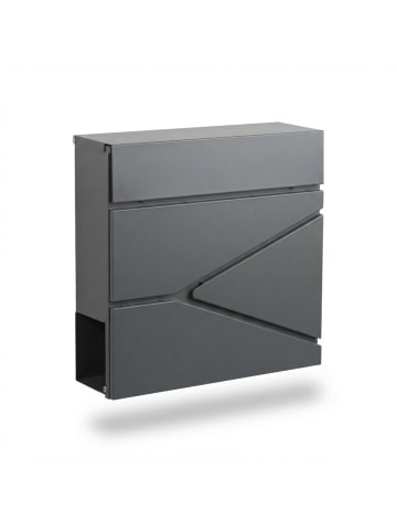 relaxdays Briefkasten in Anthrazit - (B)37 x (H)37 x (T)11 cm
