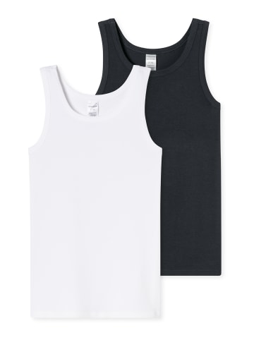 Schiesser Unterhemd 955 in weiss, graphit