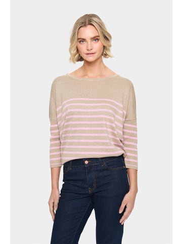 SAINT TROPEZ Strickpullover MilaSZ Oversize fit in Plaza Taupe Pink Stripe
