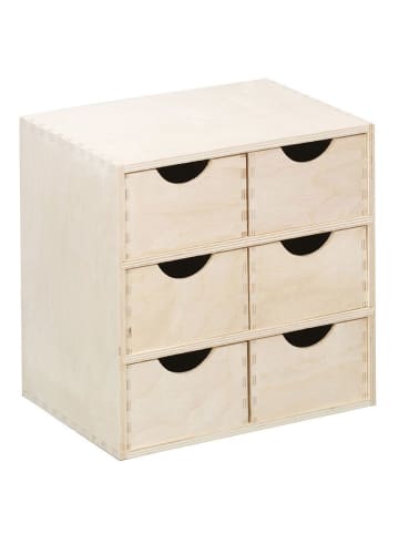 Zeller Behälter für Kleinteile, 6 Schubladen in Beige, (B) 20 x (H) 28 x (L) 28 cm