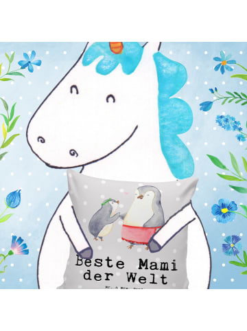 Mr. & Mrs. Panda Kissen 40x40 Pinguin Beste Mami der Welt mit Sp... in Grau Pastell
