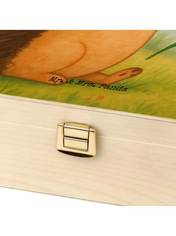Mr. & Mrs. Panda Holz Teebox Igel Blumen Design mit Spruch in Weiß
