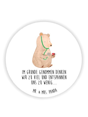 Mr. & Mrs. Panda Rund Magnet Bär Arzt mit Spruch in Weiß