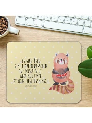 Mr. & Mrs. Panda Mauspad Roter Panda mit Spruch in Gelb Pastell