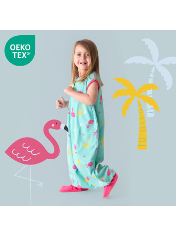 Schlummersack Bio Schlafsack mit Füßen und umklappbaren Bündchen 1.0 TOG in Pink