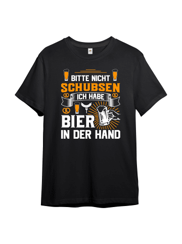 PAULGOS Herren T-Shirt, Bitte nicht schubsen in Schwarz