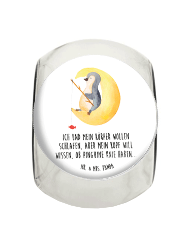 Mr. & Mrs. Panda Bonbonglas Pinguin Mond mit Spruch in Weiß