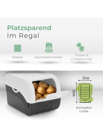 Novaliv Kartoffel Aufbewahrungsbox | 2x mitel 5L | Weiss | Kartoffelbox | Gemü in Weiß