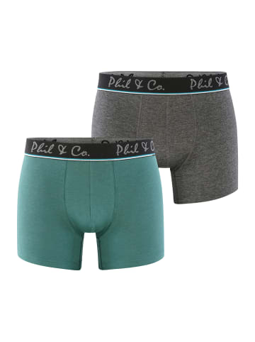 Phil & Co. Berlin  Retroshorts 2-Pack Jersey in green anthra