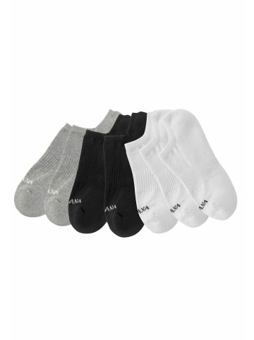 LASCANA ACTIVE Sneakersocken in 3x weiß, 2x schwarz, 2x grau-meliert