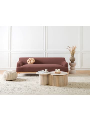 Beliani 3-Sitzer Sofa SOSJO in Rot/Braun - (W) 219 x (H) 74 x (L) 83 cm