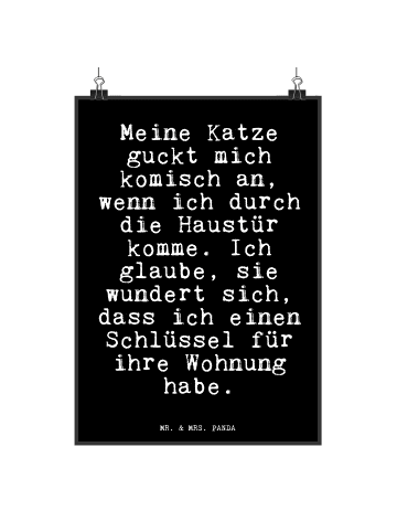 Mr. & Mrs. Panda Poster Meine Katze guckt mich... mit Spruch in Schwarz