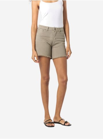 KOROSHI Einfache schmale Baumwollshorts in khaki