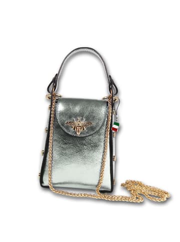Florence Leder Umhängetasche Florence Tasche silbergrau metallic ca. 13cm