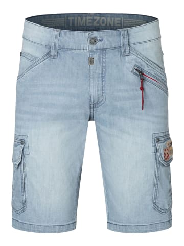 Timezone Denim Jeans Shorts mit Cargo Design und Reißverschlusstasche in Blau