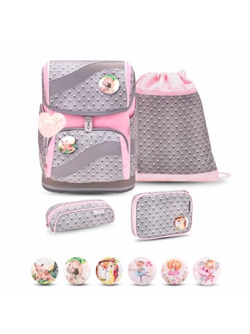 Belmil 5tlg-Set: Schulranzen Set Smarty Favourite Pet 2 in Grau H37xL26xT18 cm