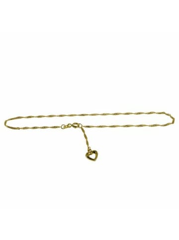 Schmuckador Fusskettchen - Singapurkette - 25cm - 333 Gelbgold mit Herzchen in gold