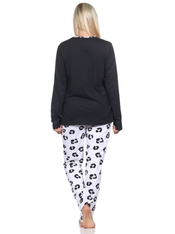 NORMANN Langarm Pyjama Schlafanzug Hose Tiermotiv - 84730 in anthrazit