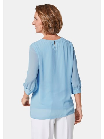 GOLDNER Kurzgröße:  Bluse Bluse aus Chiffon mit Glitzersteinen in eisblau