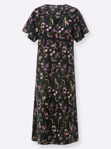 Sieh an! Druck-Kleid in schwarz-altrosa-bedruckt