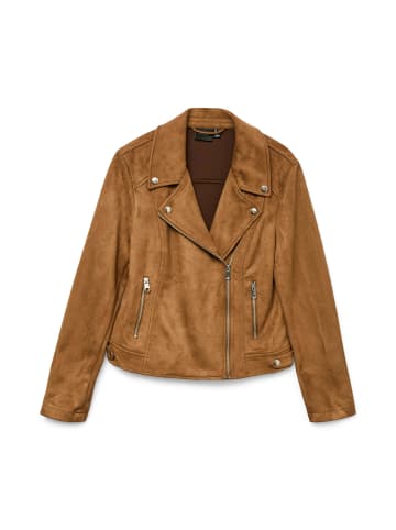 Vero Moda Stylische Bikerjacke mit Reißverschlusstaschen und Nieten. in Mittelbraun