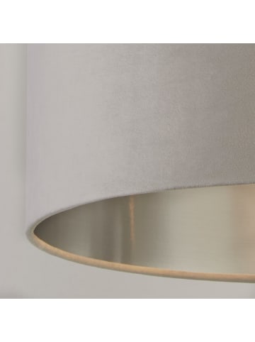 Licht-Erlebnisse Lampenschirm Ø 38 x (H)22 cm in Hellgrau Silber gebürstet