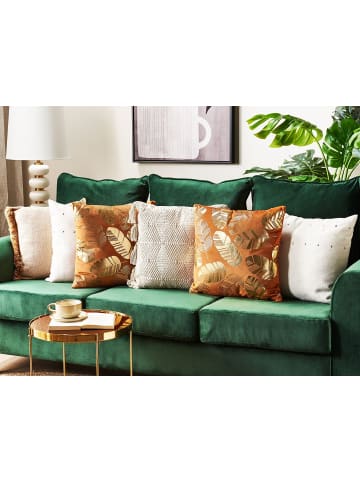 Beliani 2er-Set Dekokissen SUNFLOWER in Orange/Gold