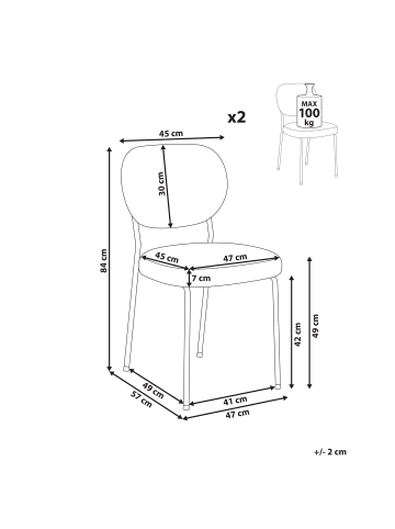 Beliani 2er-Set Esszimmerstuhl LOLETA in Braun