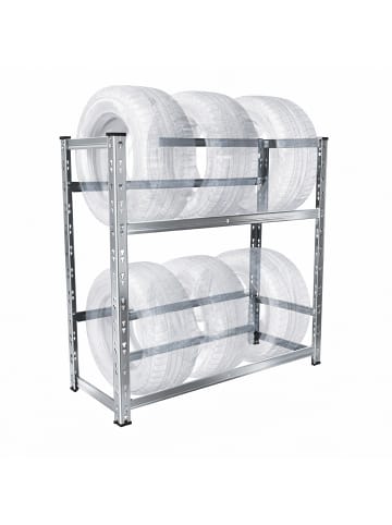 relaxdays Reifenregal in Silber - (B)85 x (H)100 x (T)35 cm
