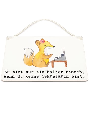 Mr. & Mrs. Panda Holzschild Sekretärin Herz mit Spruch in Weiß