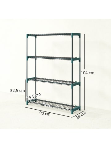 Outsunny Pflanzenständer in Dunkelgrün 90L x 28B x 104H cm