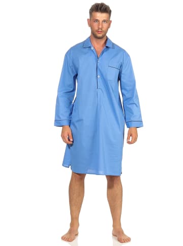 NORMANN Nachthemd langarm gewebt Knopfleiste - 54885 in hellblau