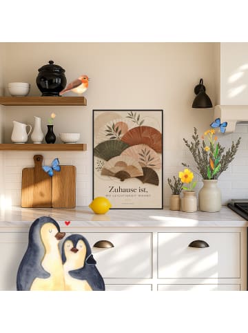 Mr. & Mrs. Panda Wandbild Fächer elegant Design mit Spruch in Weiß