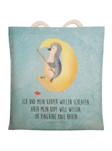 Mr. & Mrs. Panda shopping bag Pinguin Mond mit Spruch in Eisblau