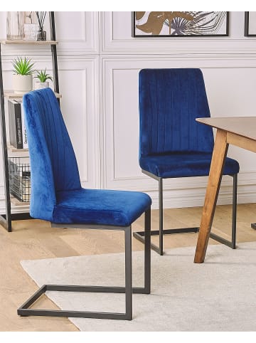 Beliani 2er-Set Esszimmerstuhl LAVONIA in Blau/Schwarz