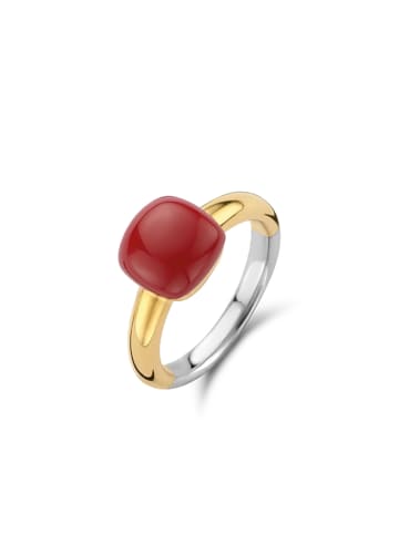 Ti Sento Milano Ring "mit korallrotem Stein bicolor vergoldet" in Gold