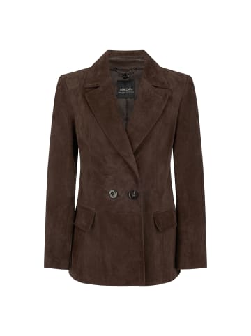 MARC CAIN COLLECTIONS Taillierter Blazer aus Veloursleder in Seal Brown