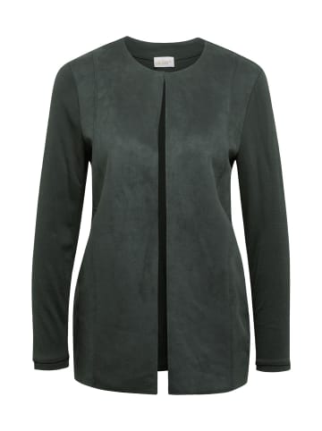 GOLDNER Kurzgröße:  Indoorjacke Bequeme Shirtjacke, Veloursleder-Optik in flaschengrün