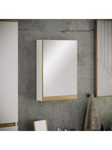 VCM  Spiegelschrank Badezimmer Spiegel Cosila in Weiß / Honig-Eiche
